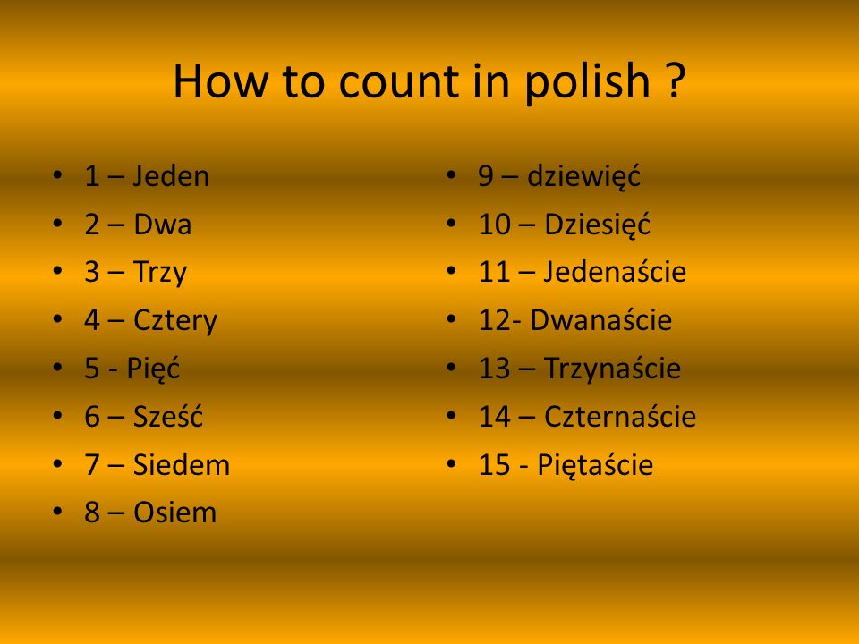 How to count in polish .