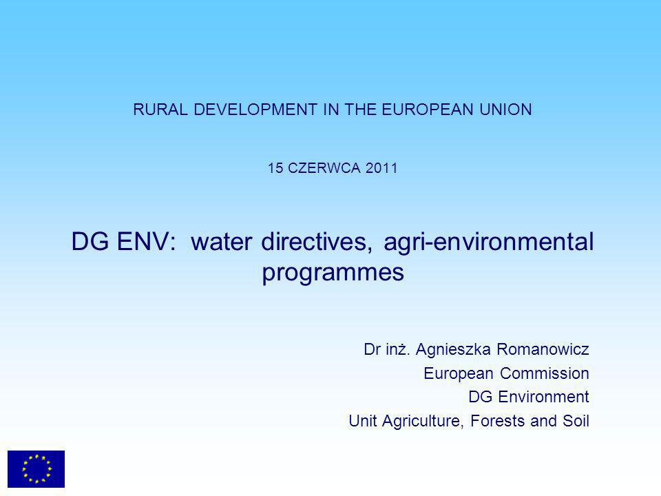 RURAL DEVELOPMENT IN THE EUROPEAN UNION 15 CZERWCA 2011 DG ENV: water directives, agri-environmental programmes Dr inż.