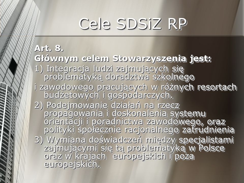 Cele SDSiZ RP Art. 8.