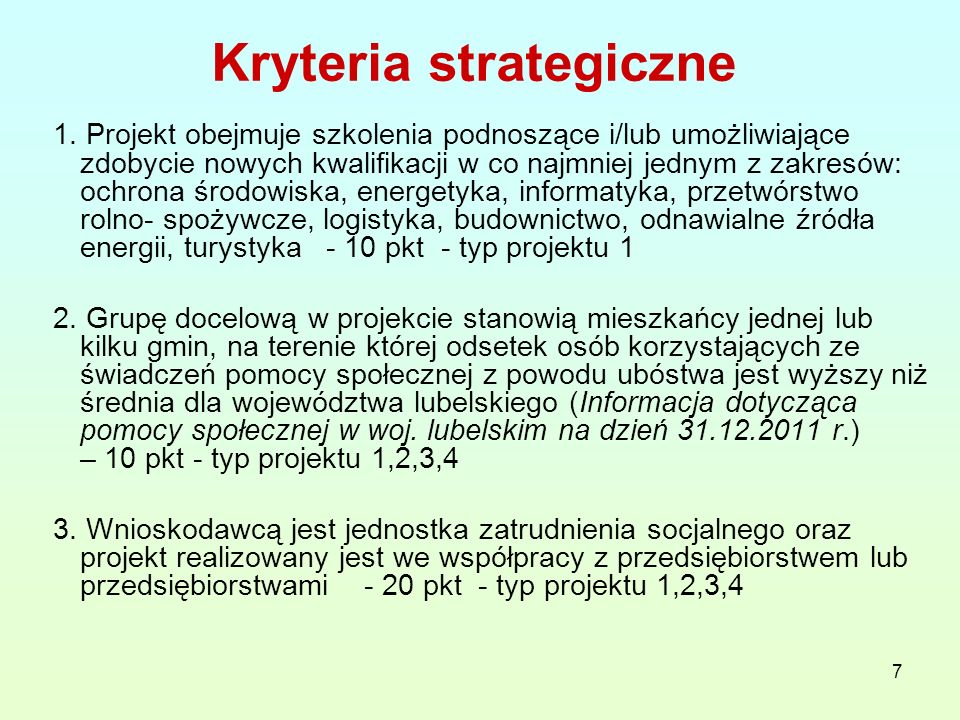 7 Kryteria strategiczne 1.