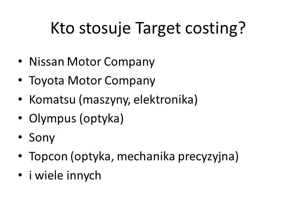 Nissan motor company target costing #7