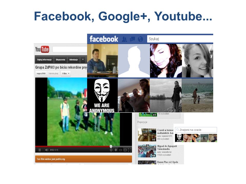Facebook, Google+, Youtube...