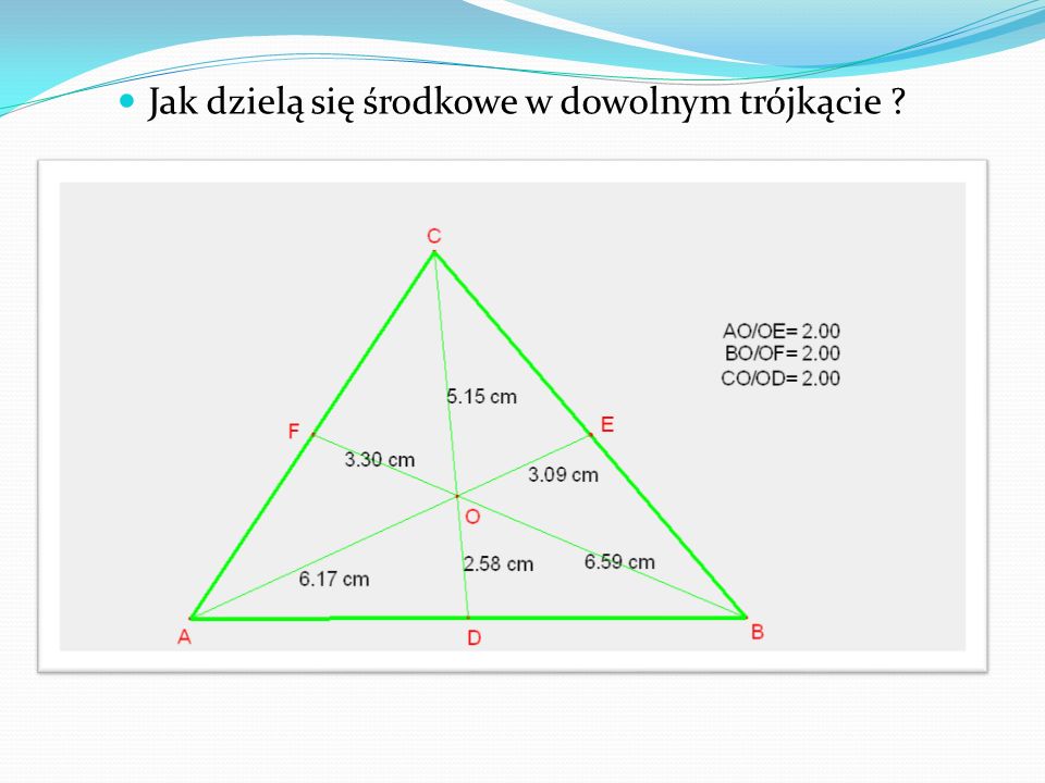 Jak dzielą się środkowe w dowolnym trójkącie