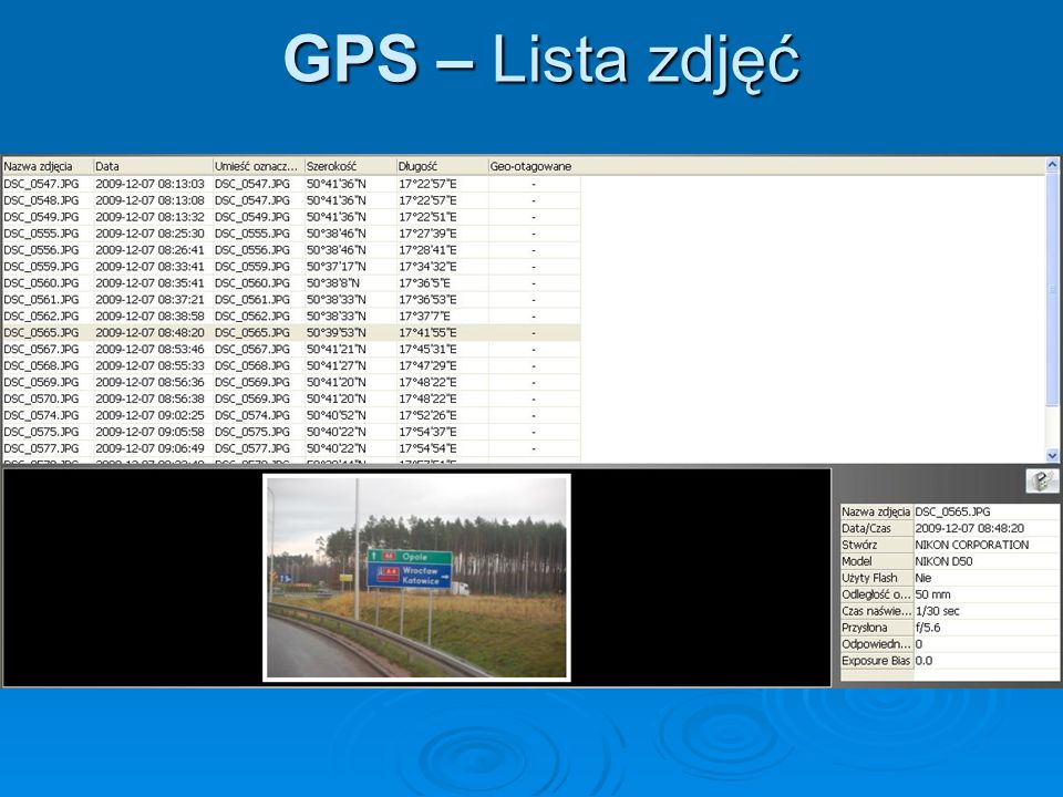GPS – Lista zdjęć