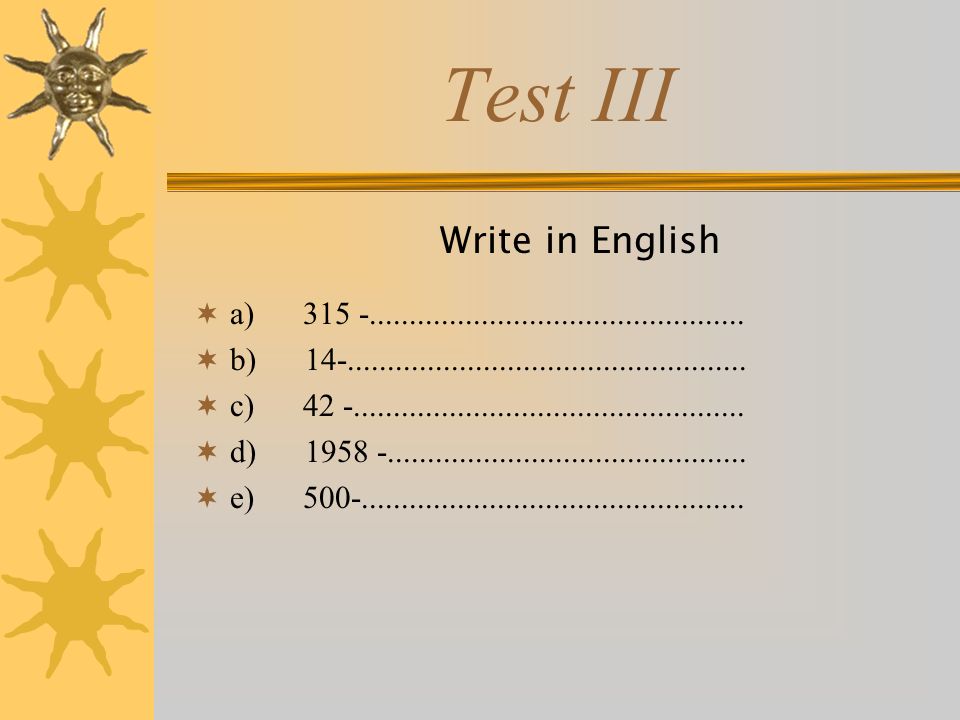 Test III a)