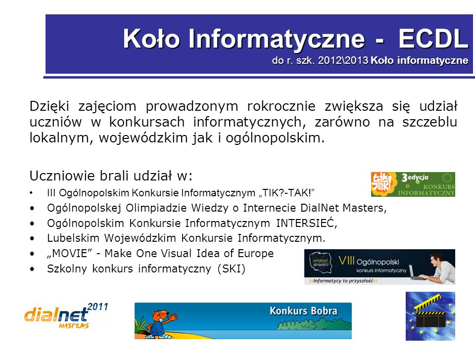 Koło Informatyczne - ECDL do r. szk.