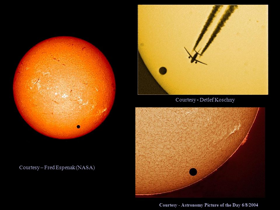 Courtesy - Astronomy Picture of the Day 6/8/2004 Courtesy - Detlef Koschny Courtesy – Fred Espenak (NASA)