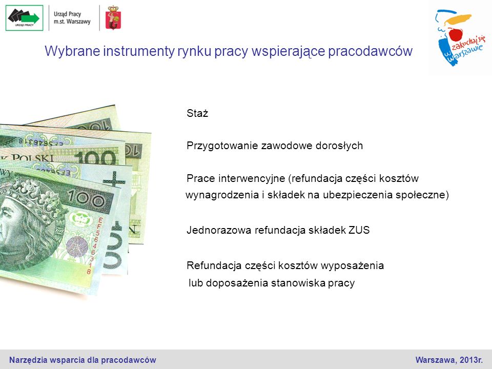 Narzędzia wsparcia dla pracodawców Warszawa, 2013r.