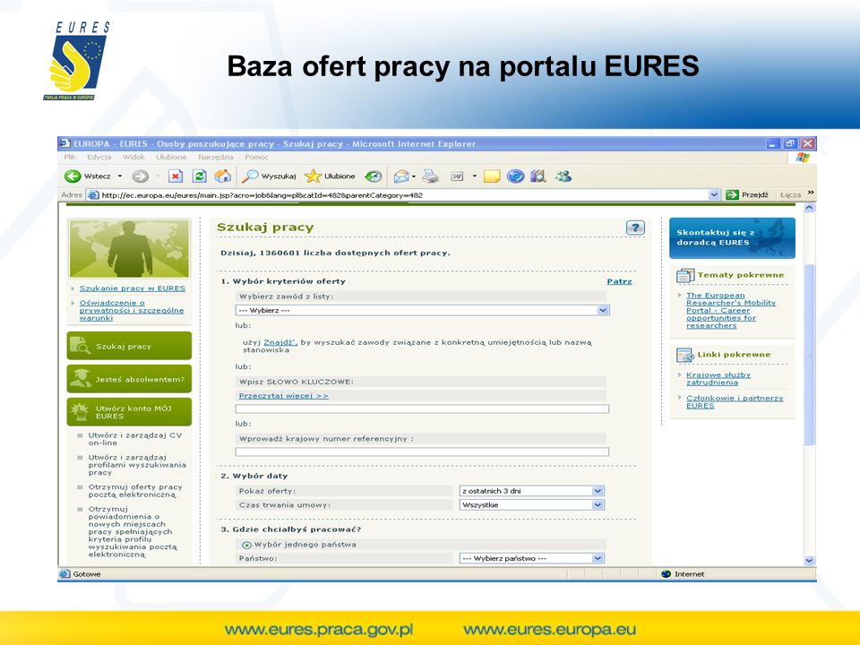 Baza ofert pracy na portalu EURES