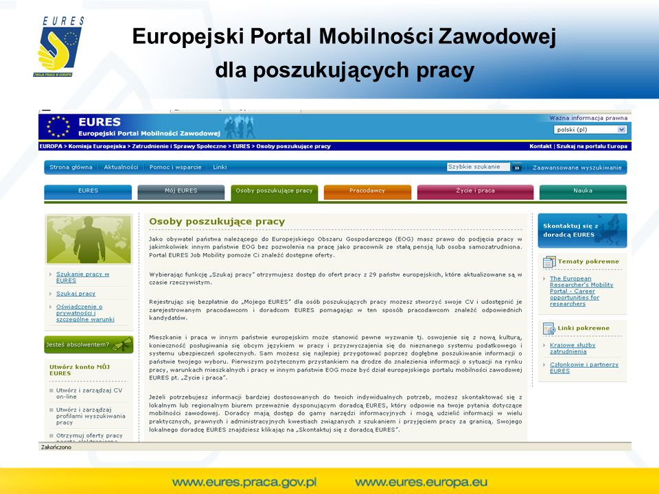 Europejski Portal Mobilności Zawodowej dla poszukujących pracy