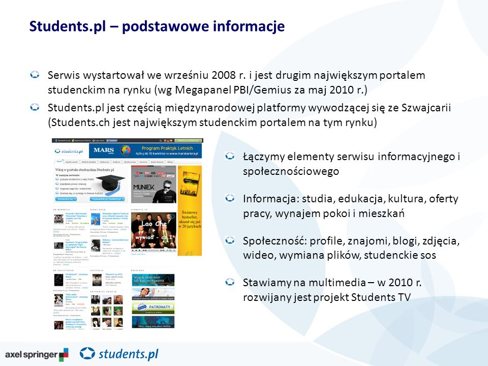 Students.pl – podstawowe informacje Serwis wystartował we wrześniu 2008 r.