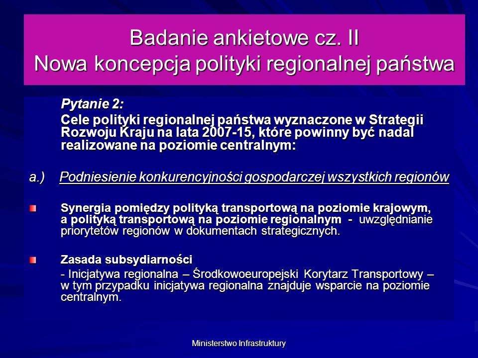 Ministerstwo Infrastruktury Badanie ankietowe cz.