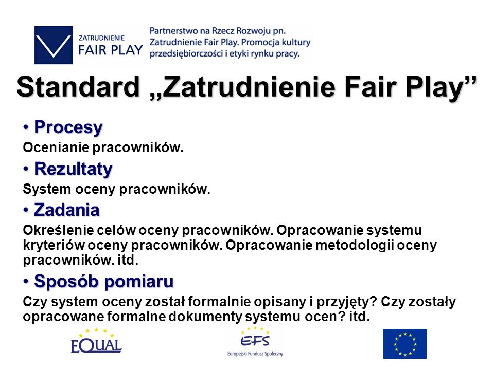 Standard Zatrudnienie Fair Play Procesy Procesy Ocenianie pracowników.