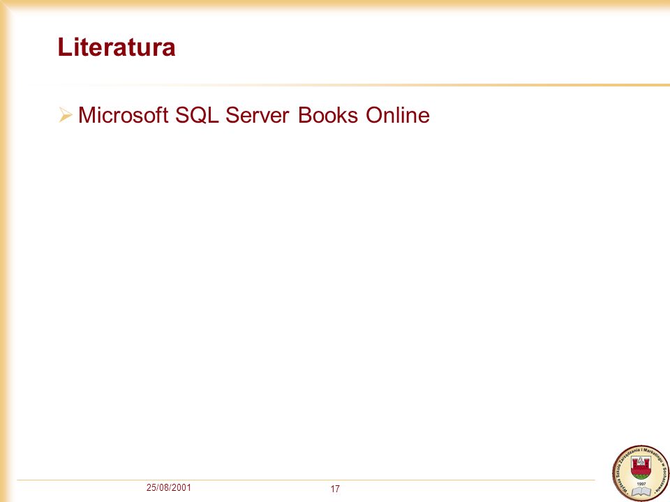 25/08/ Literatura Microsoft SQL Server Books Online