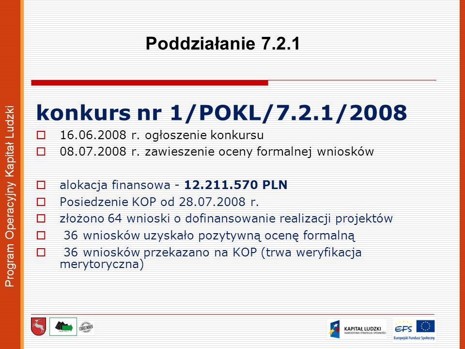 Program Operacyjny Kapitał Ludzki Poddziałanie konkurs nr 1/POKL/7.2.1/ r.