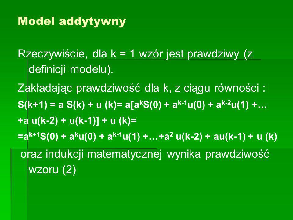 Model addytywny Rzeczywiście, dla k = 1 wzór jest prawdziwy (z definicji modelu).
