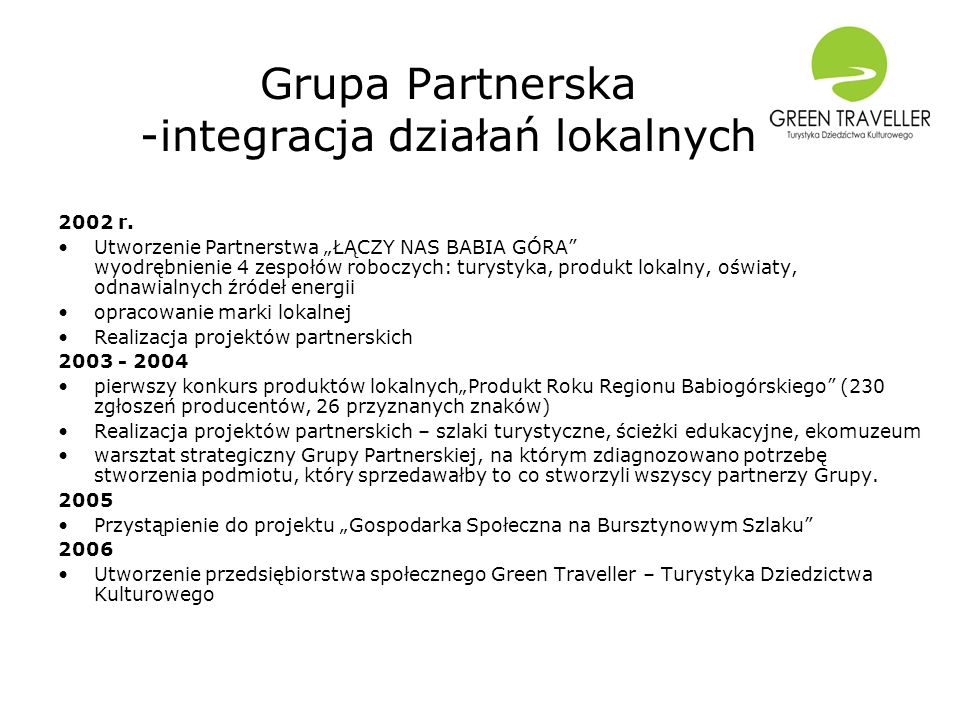 Grupa Partnerska -integracja działań lokalnych 2002 r.