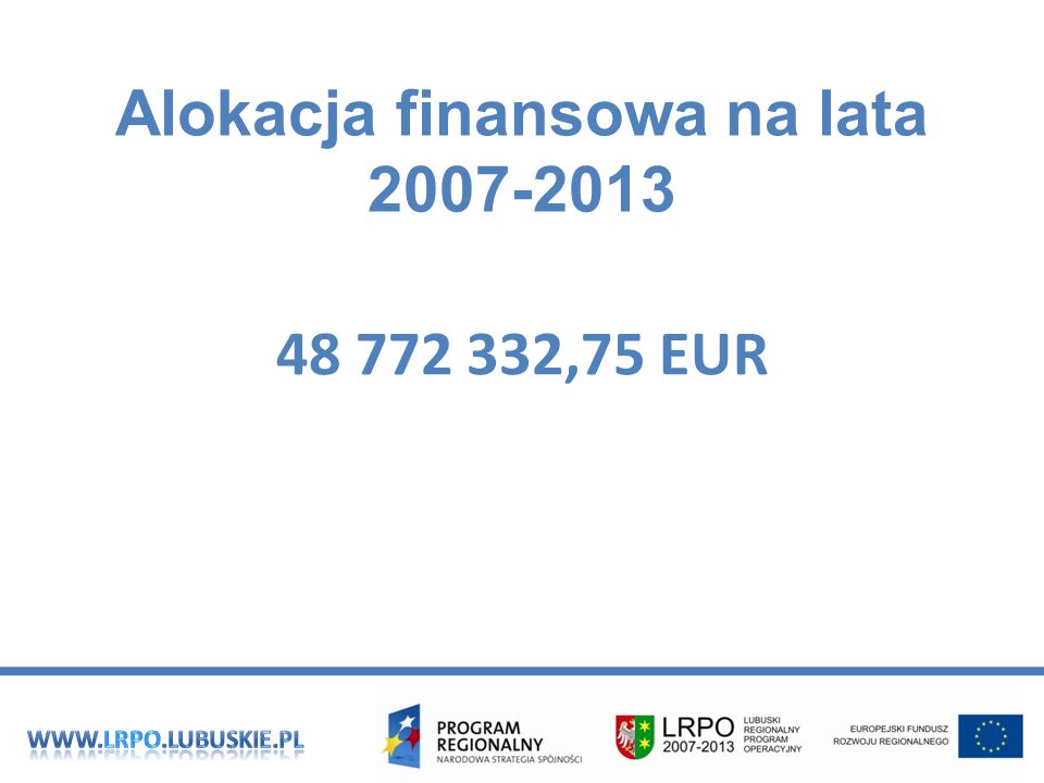 Alokacja finansowa na lata ,75 EUR