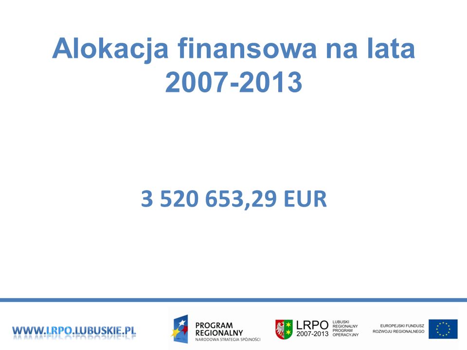 Alokacja finansowa na lata ,29 EUR