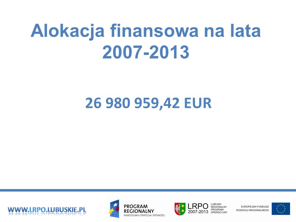 Alokacja finansowa na lata ,42 EUR