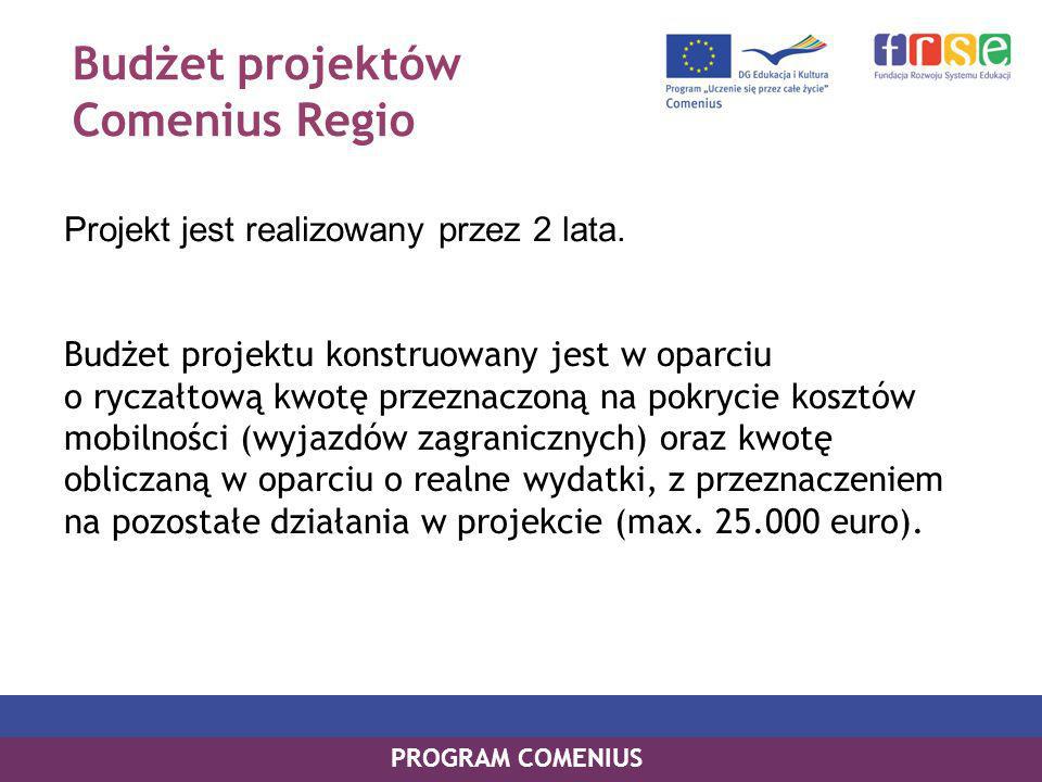 Budżet projektów Comenius Regio Projekt jest realizowany przez 2 lata.