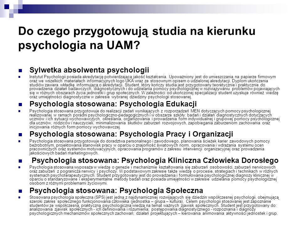 Do czego przygotowują studia na kierunku psychologia na UAM.