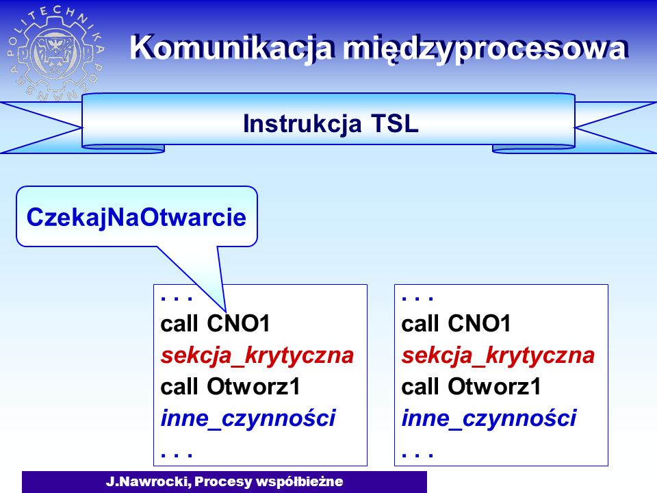 J.Nawrocki, Procesy współbieżne Komunikacja międzyprocesowa Instrukcja TSL...