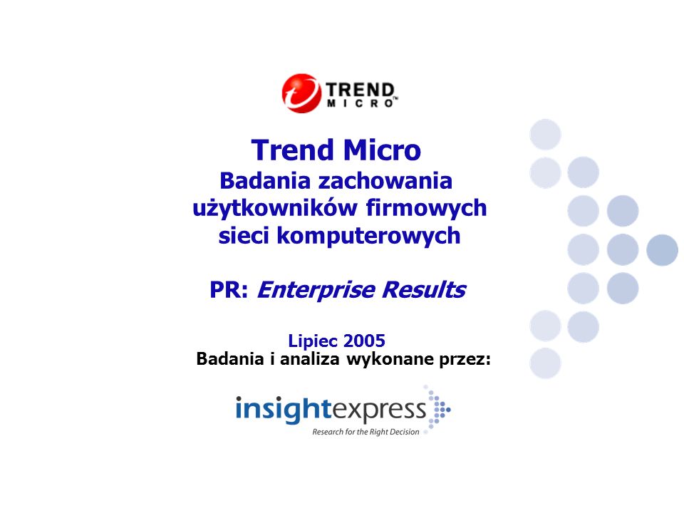 Badania i analiza wykonane przez: Trend Micro Badania zachowania użytkowników firmowych sieci komputerowych PR: Enterprise Results Lipiec 2005