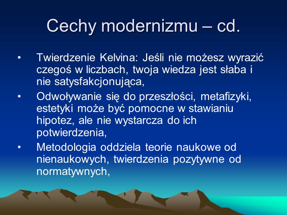 Cechy modernizmu – cd.