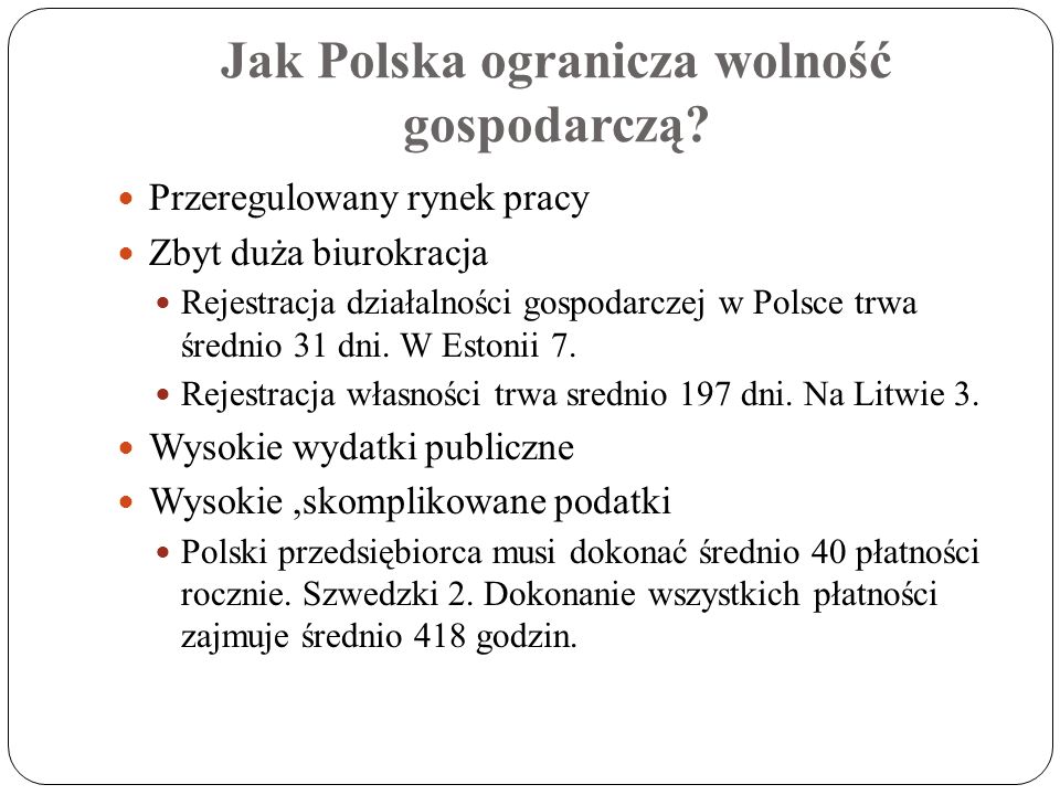 Jak Polska ogranicza wolność gospodarczą.