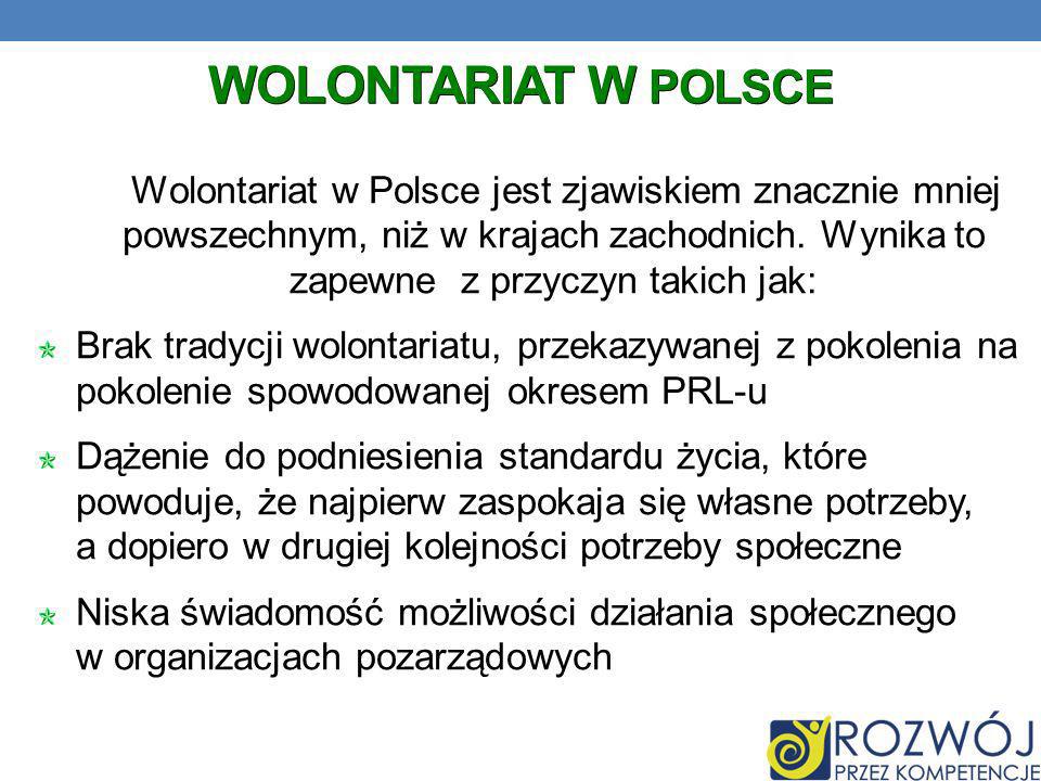 Wolontariat w Polsce jest zjawiskiem znacznie mniej powszechnym, niż w krajach zachodnich.