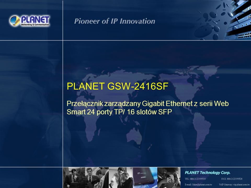 1 / 19 PLANET GSW-2416SF Przełącznik zarządzany Gigabit Ethernet z serii Web Smart 24 porty TP/ 16 slotów SFP