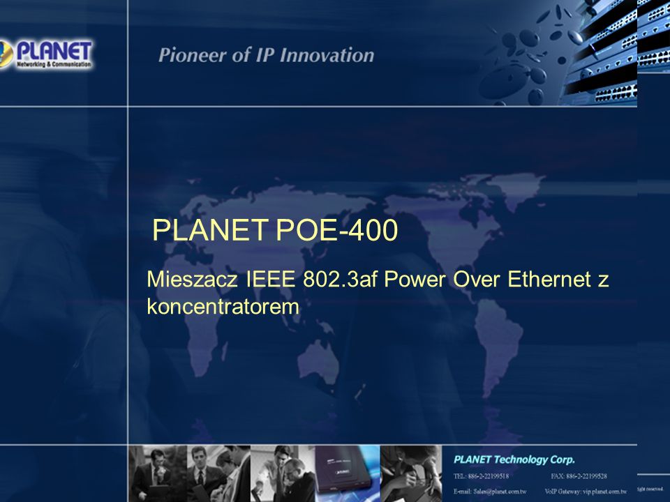 1 / 8 PLANET POE-400 Mieszacz IEEE 802.3af Power Over Ethernet z koncentratorem