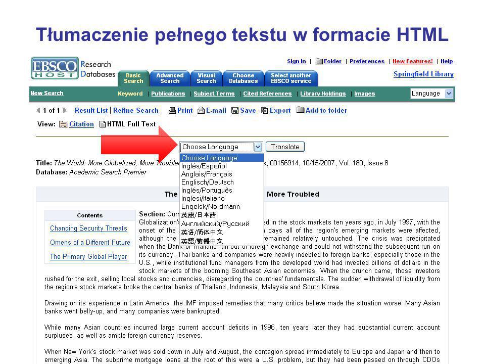Tłumaczenie pełnego tekstu w formacie HTML