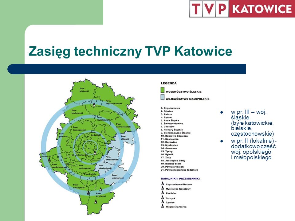 Zasięg techniczny TVP Katowice w pr. III – woj.