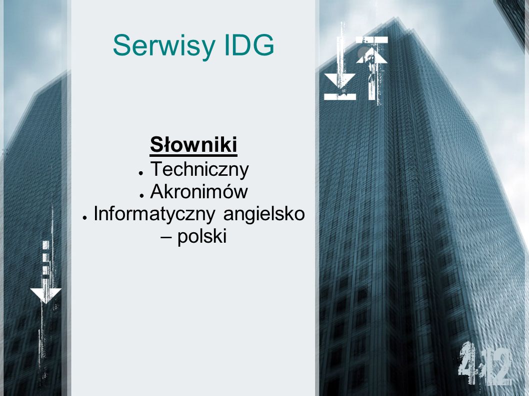 Serwisy IDG Słowniki Techniczny Akronimów Informatyczny angielsko – polski