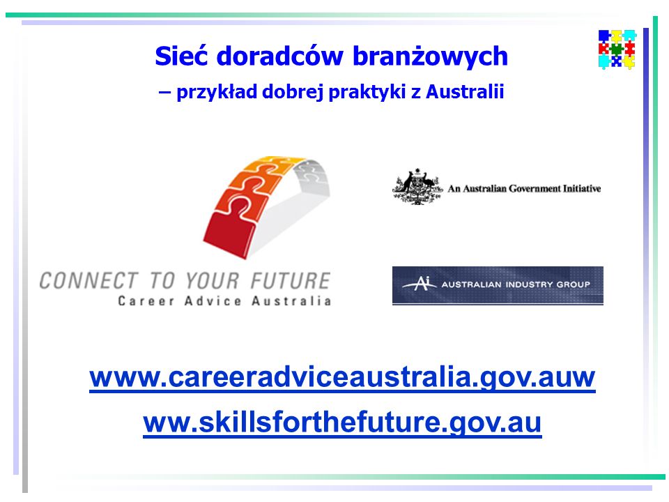 Sieć doradców branżowych – przykład dobrej praktyki z Australii   ww.skillsforthefuture.gov.au