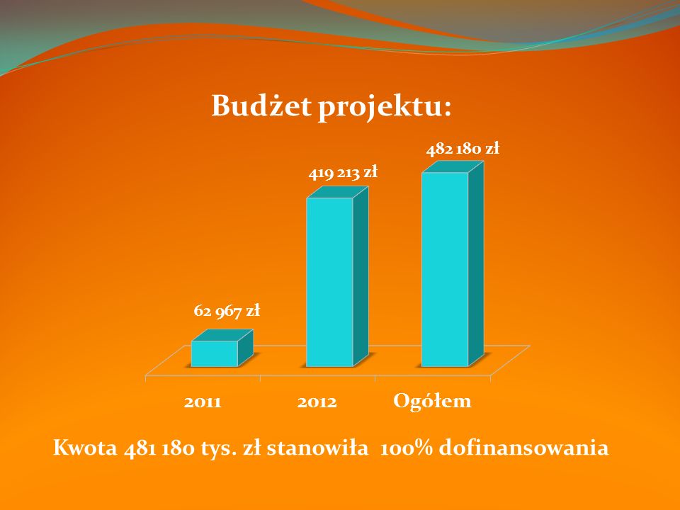 Budżet projektu: Kwota tys. zł stanowiła 100% dofinansowania