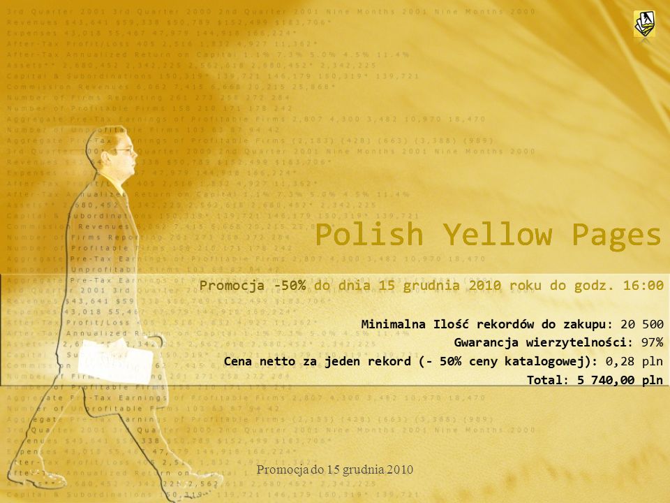 Polish Yellow Pages Promocja -50% do dnia 15 grudnia 2010 roku do godz.