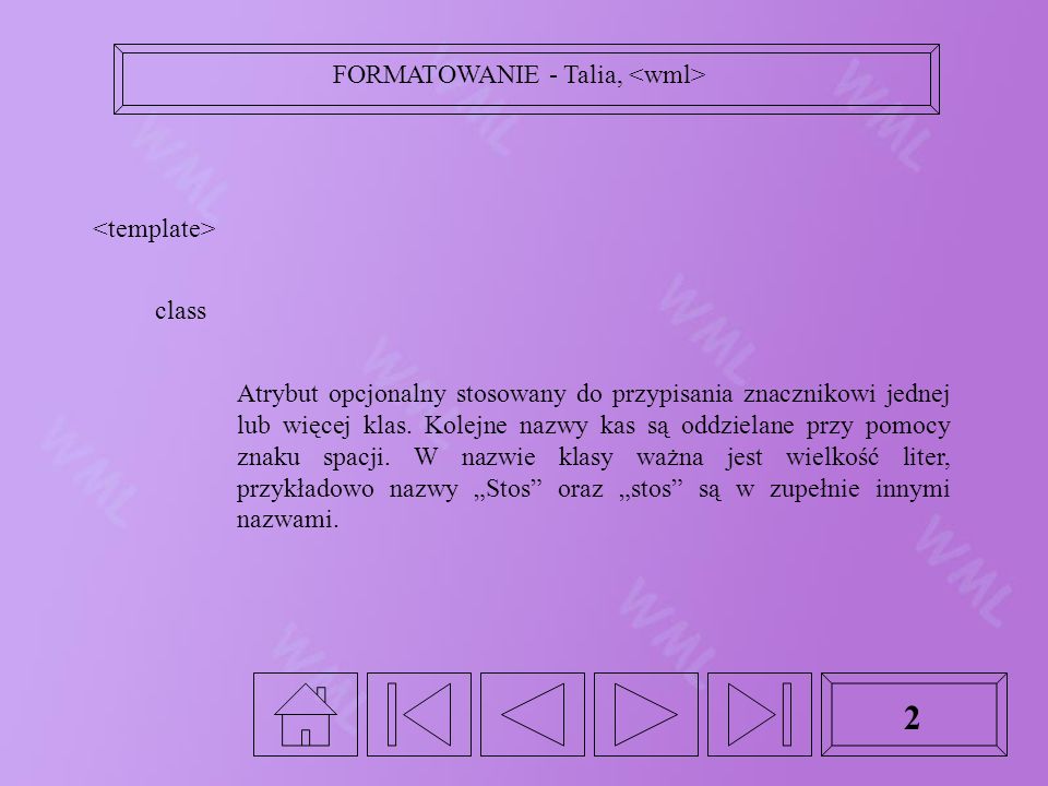 2 class Atrybut opcjonalny stosowany do przypisania znacznikowi jednej lub więcej klas.