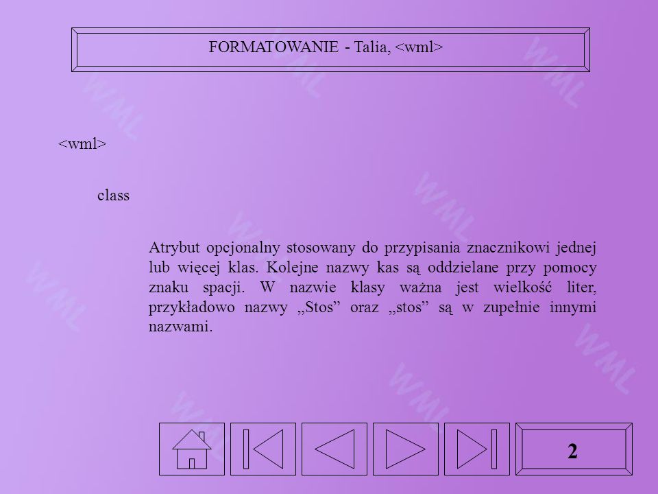 2 class Atrybut opcjonalny stosowany do przypisania znacznikowi jednej lub więcej klas.