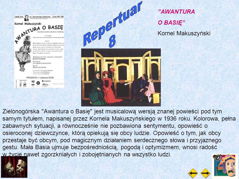 AWANTURA O BASIĘ Kornel Makuszyński Zielonogórska Awantura o Basię jest musicalową wersją znanej powieści pod tym samym tytułem, napisanej przez Kornela Makuszyńskiego w 1936 roku.