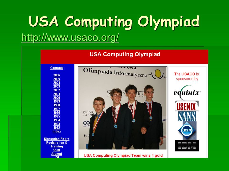 USA Computing Olympiad USA Computing Olympiad