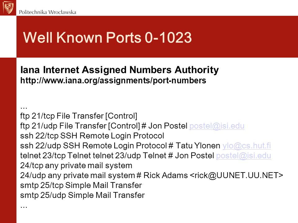 Well Known Ports Iana Internet Assigned Numbers Authority