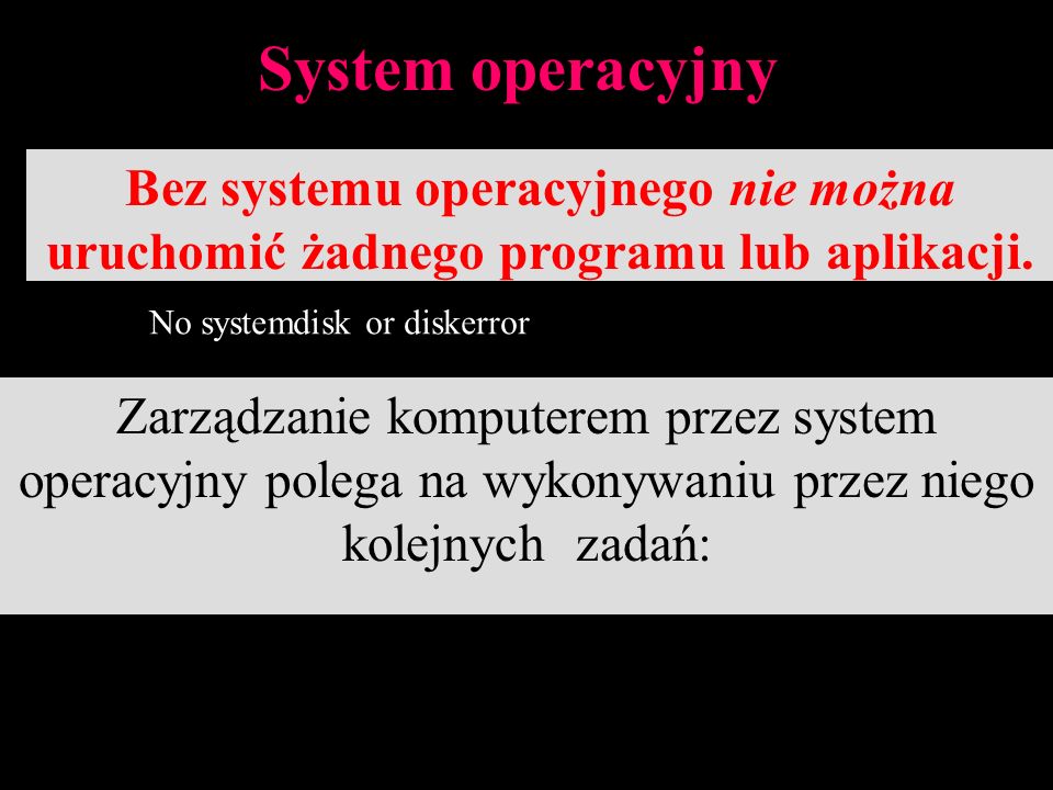 4 System operacyjny Bez systemu operacyjnego nie można uruchomić żadnego programu lub aplikacji.