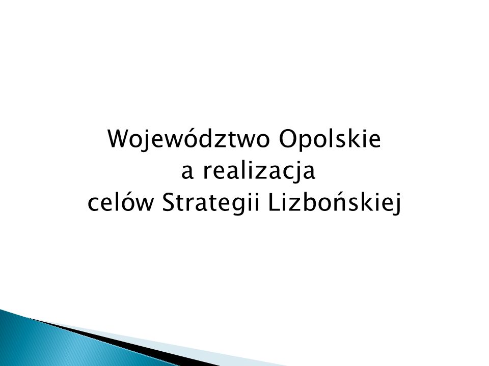 Województwo Opolskie a realizacja celów Strategii Lizbońskiej