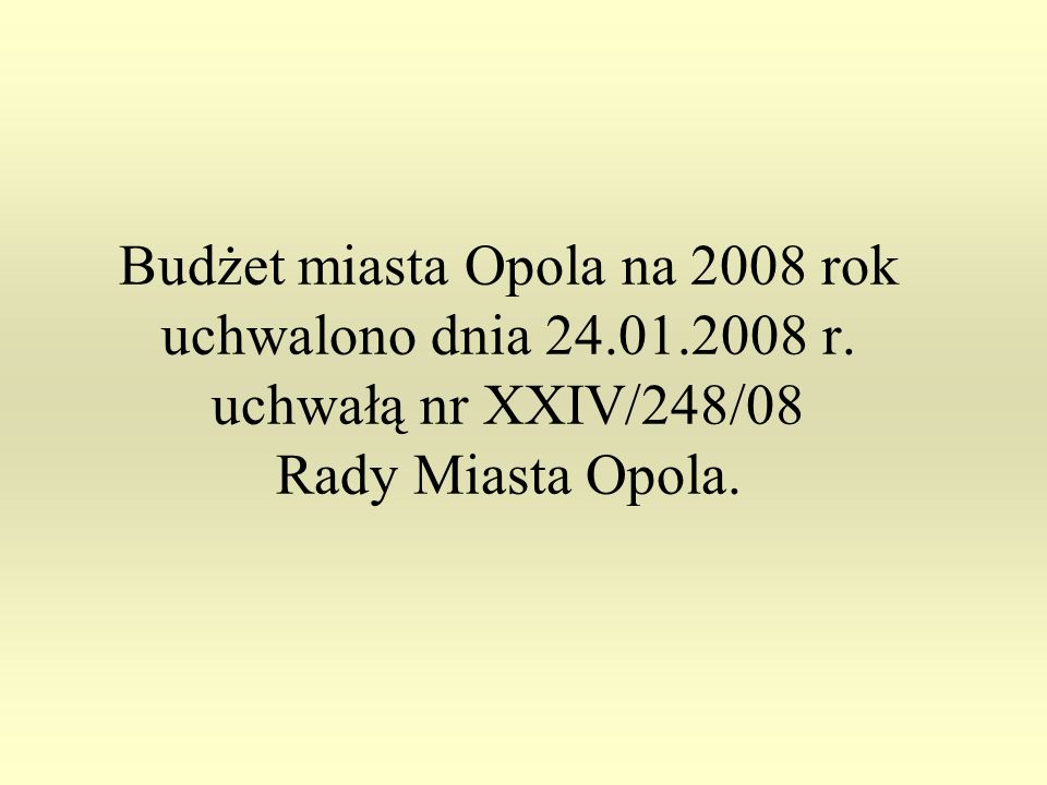 Budżet miasta Opola na 2008 rok uchwalono dnia r.
