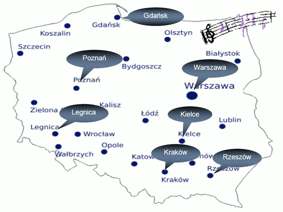 Kraków Warszawa Kielce Gdańsk Poznań Rzeszów Legnica
