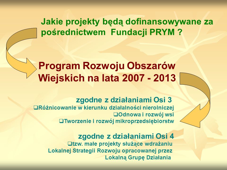 Jakie projekty będą dofinansowywane za pośrednictwem Fundacji PRYM .
