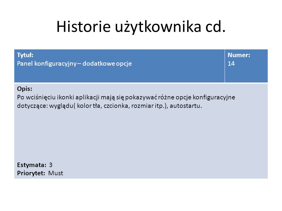 Historie użytkownika cd.
